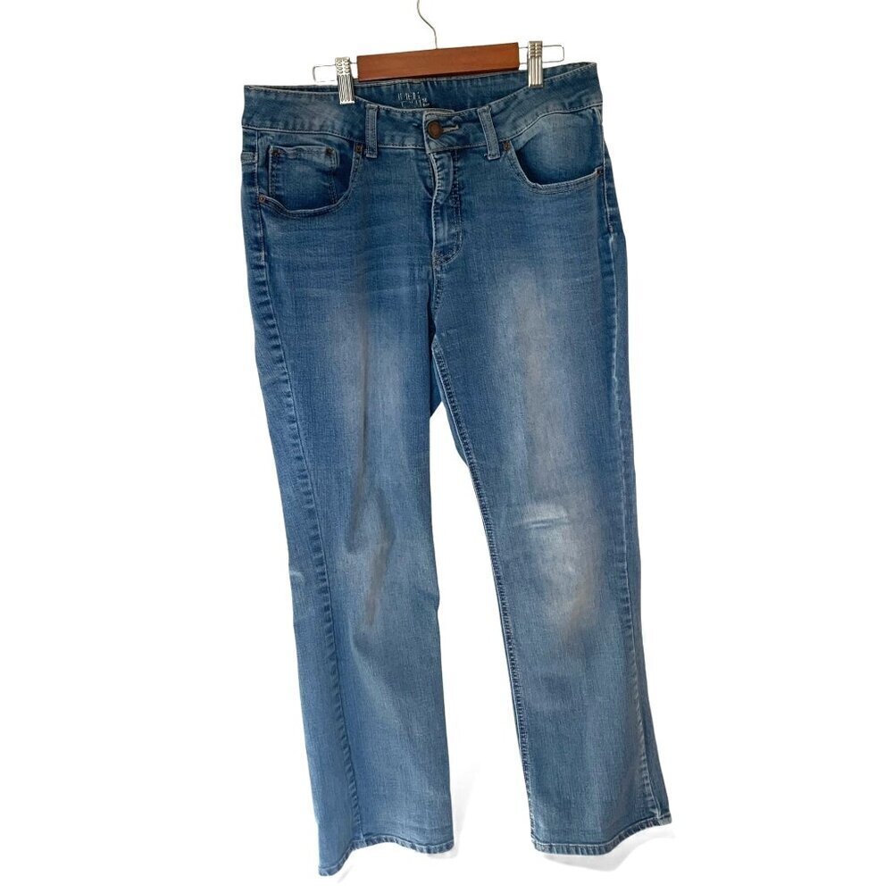 Womens Time And Tru Mid-Rise Straight Leg Blue Jeans Size 16 Cotton Blend